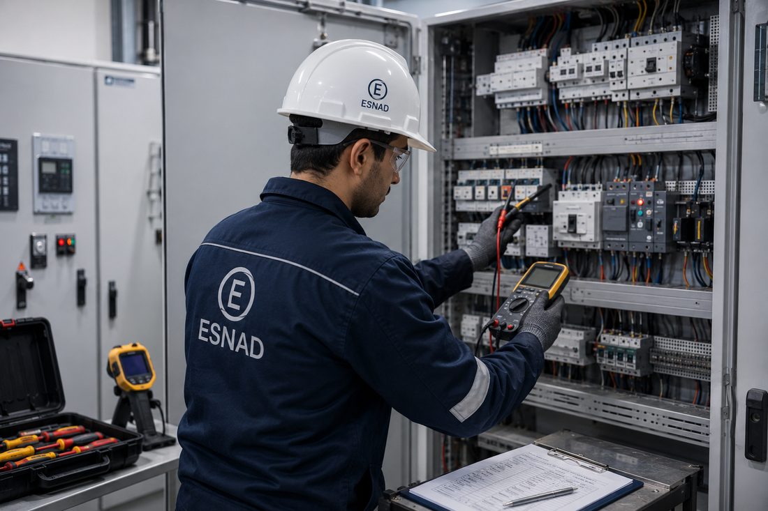 Planned maintenance visit on a commercial switchboard
