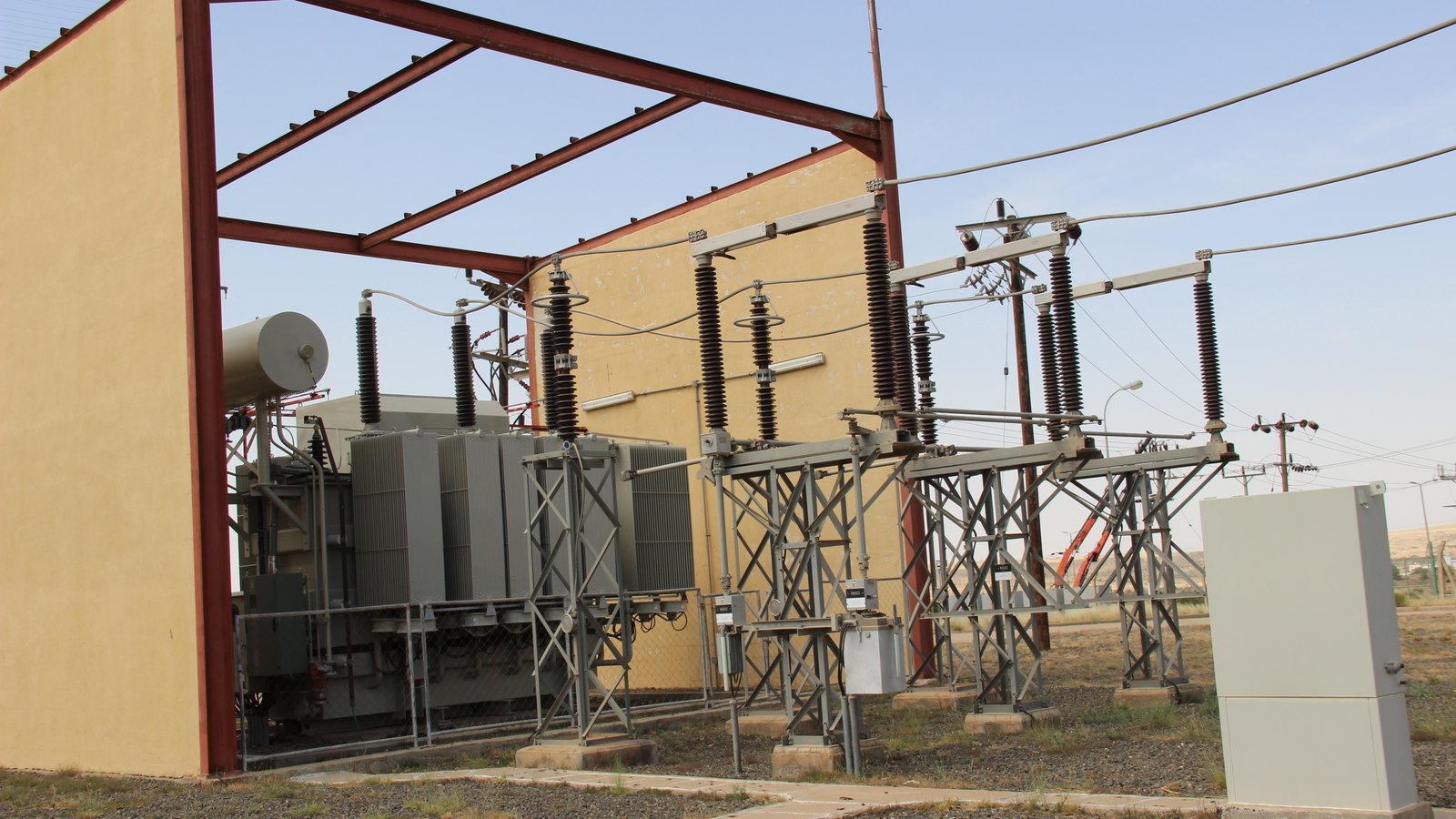 Outdoor substation transformer and switchgear